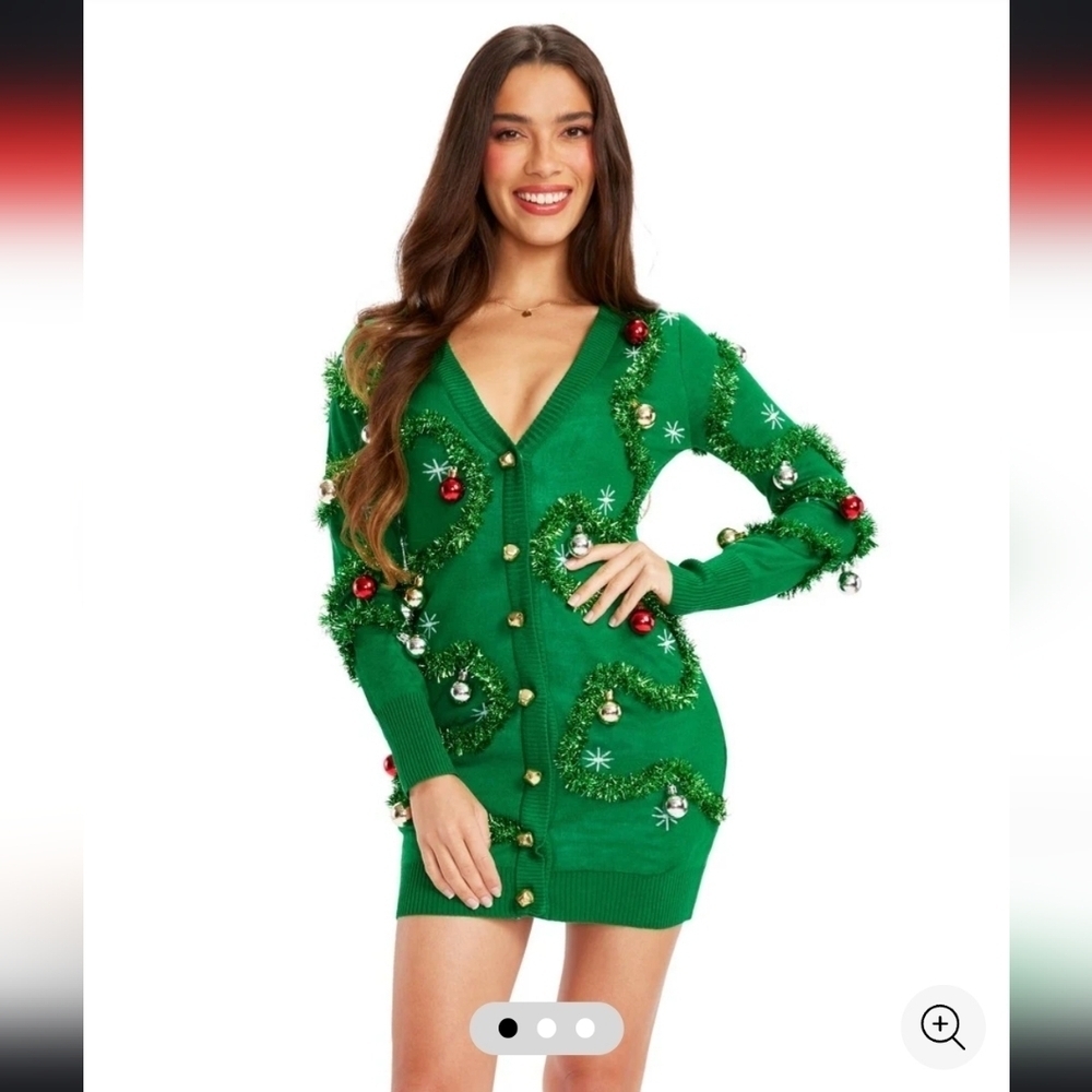 NWT! Tipsy Elves, Women's Gaudy Garland Sweater Dress, Size XL -$79.95 - Picture 1 of 10